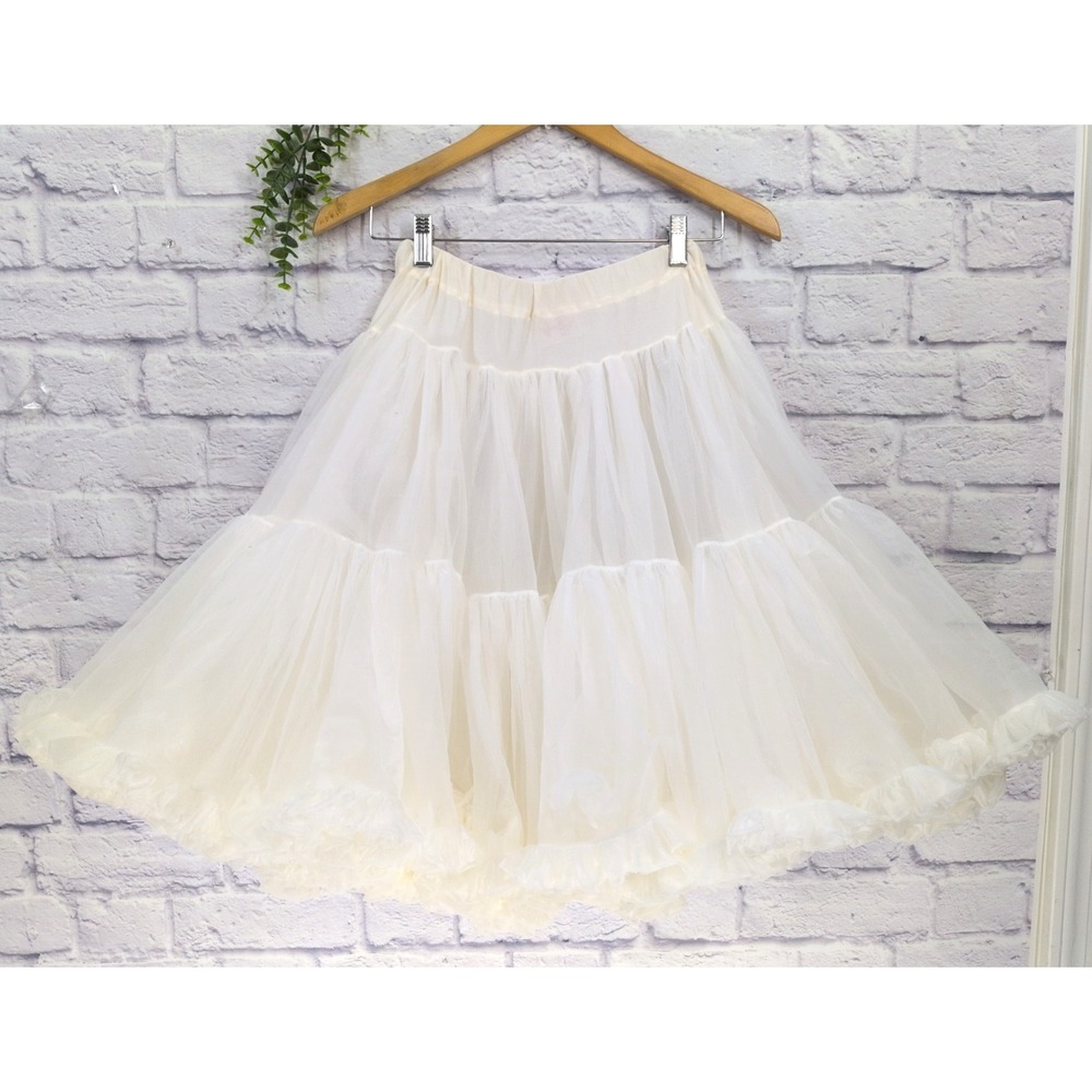 TWIRL!🌸Vtg Sam's Western Petticoat Skirt S Tiered Layers Fluffy Ruffles 23" USA